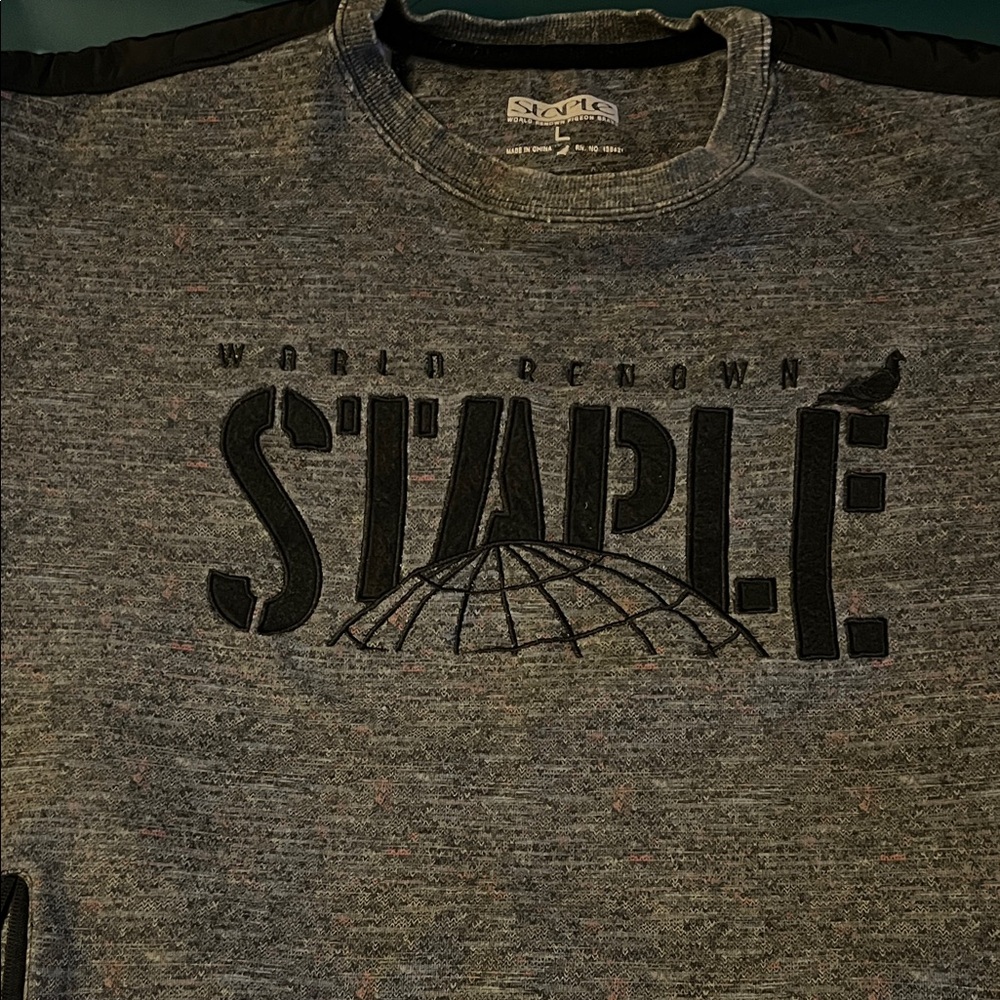Staple World Renowned Pigeon Brand Logo Quilted Tweed Sweatshirt